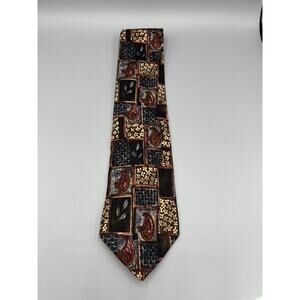 Guy Laroche Silk Tie Geometric Paisley Blue Red Gold Made USA